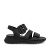 Women Rieker Twin Velcro Strap Sandal - Black Leather