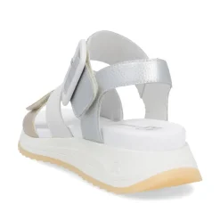 Women Rieker Twin Velcro Strap Sandal - Gold Silver