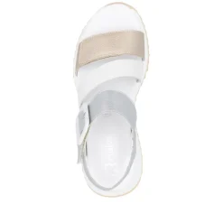 Women Rieker Twin Velcro Strap Sandal - Gold Silver