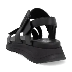 Women Rieker Twin Velcro Strap Sandal - Black Leather