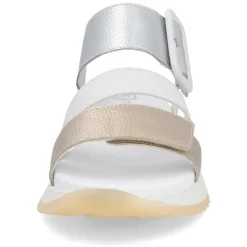 Women Rieker Twin Velcro Strap Sandal - Gold Silver