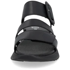 Women Rieker Twin Velcro Strap Sandal - Black Leather
