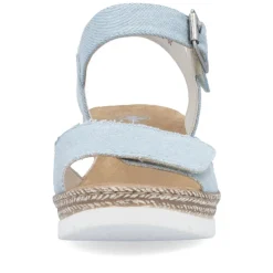 Women Rieker Twin Velcro Strap Wedge Sandal - Denim