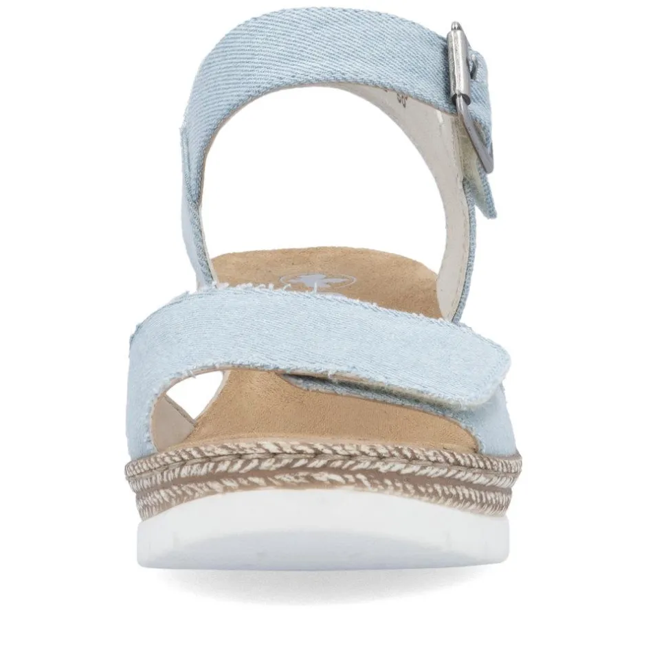 Women Rieker Twin Velcro Strap Wedge Sandal - Denim