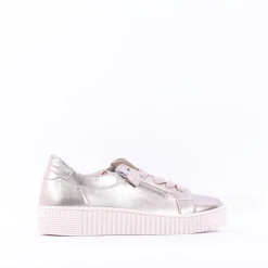 Women Gabor Twin Zip Platform Trainer Wisdom - Metallic Leather