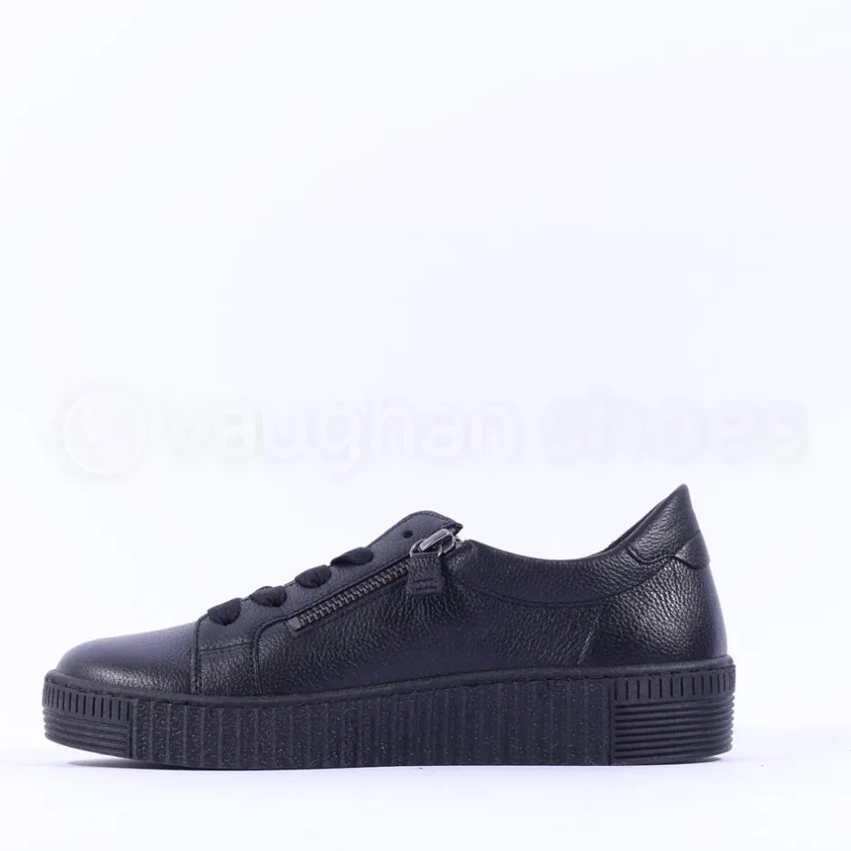 Women Gabor Twin Zip Platform Trainer Wisdom - All Black