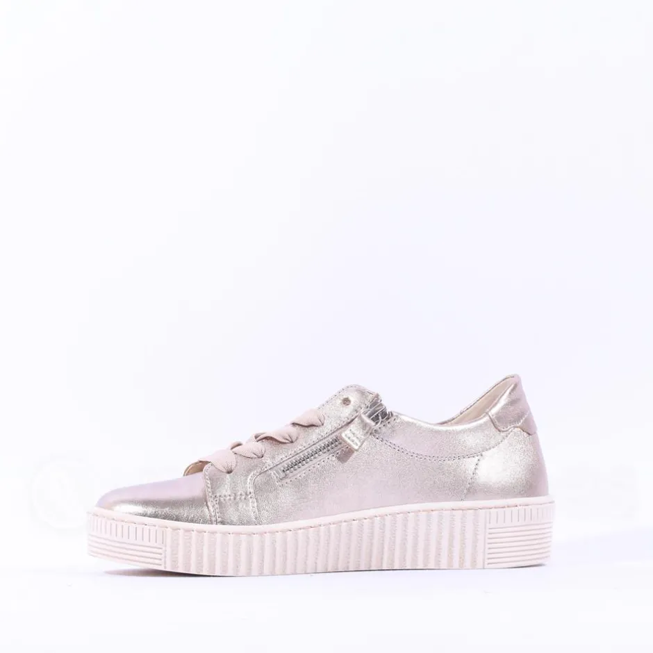 Women Gabor Twin Zip Platform Trainer Wisdom - Metallic Leather