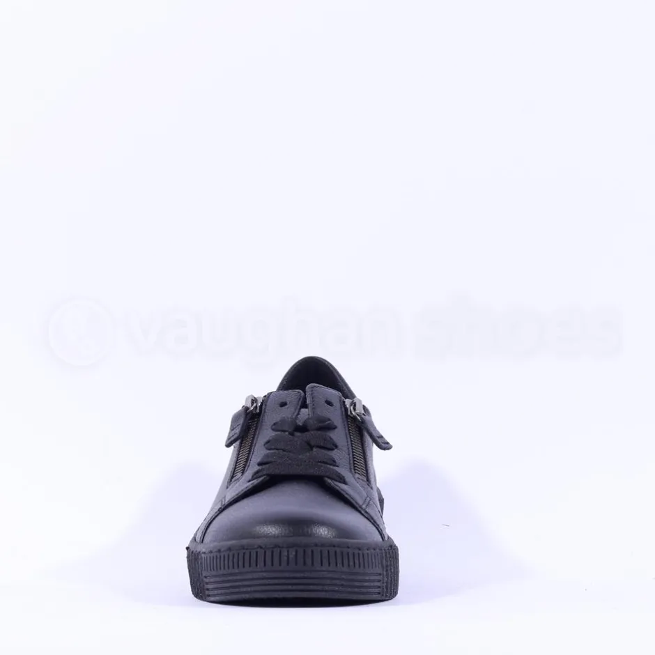 Women Gabor Twin Zip Platform Trainer Wisdom - All Black