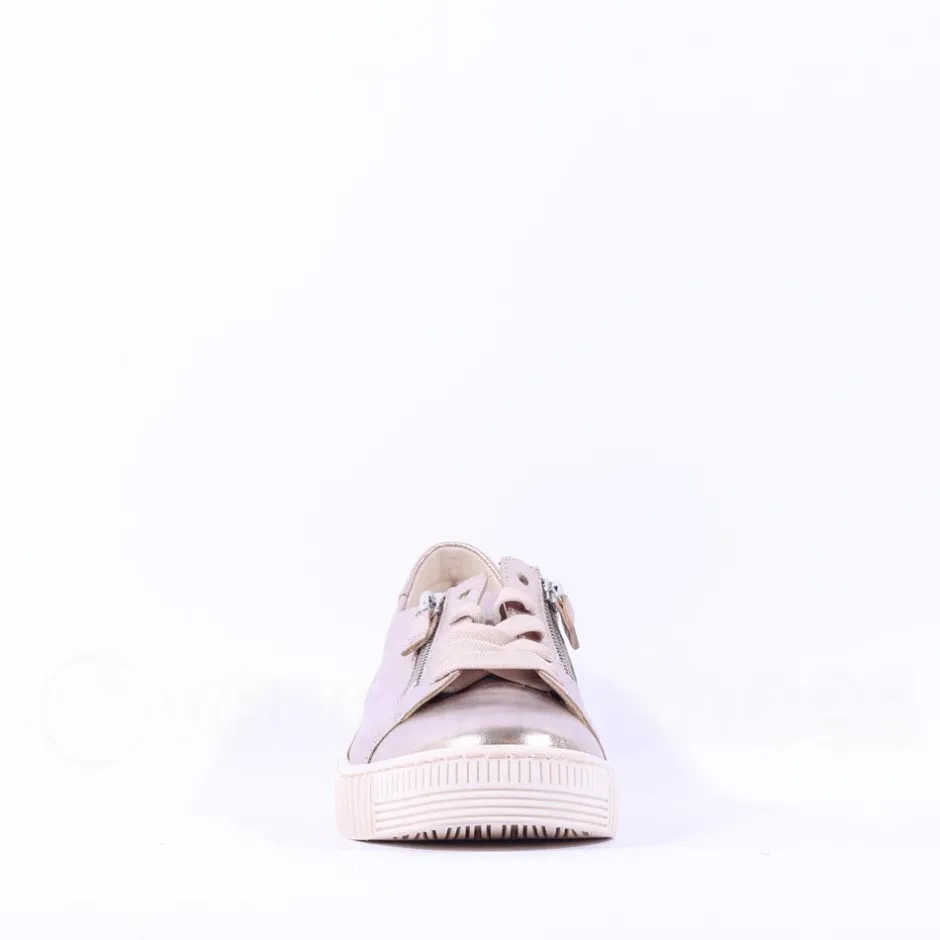 Women Gabor Twin Zip Platform Trainer Wisdom - Metallic Leather