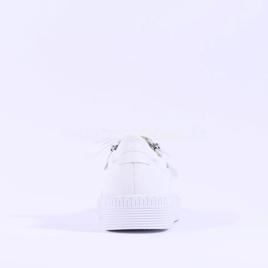 Women Gabor Twin Zip Platform Trainer Wisdom - White Leather