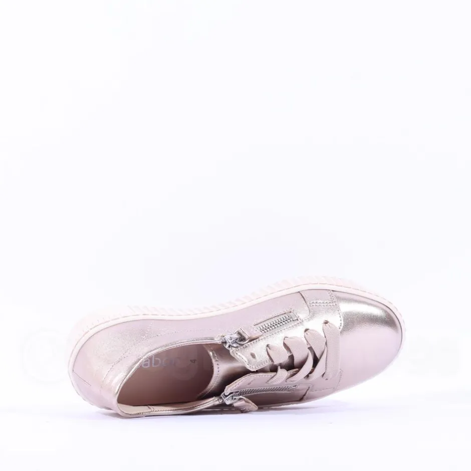 Women Gabor Twin Zip Platform Trainer Wisdom - Metallic Leather