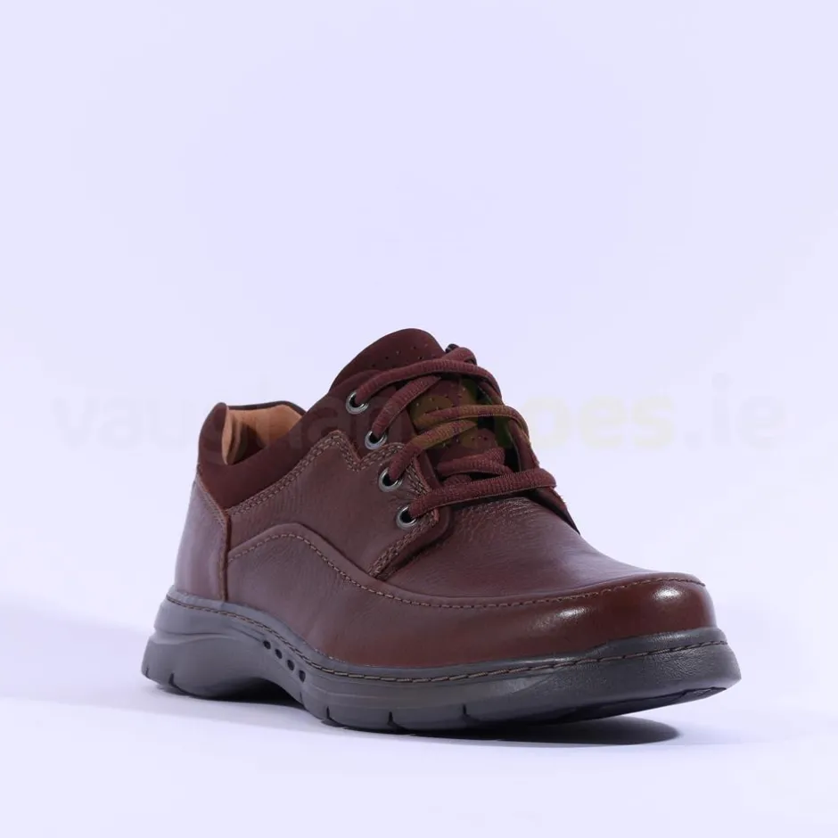 Clarks Men Un Brawley Lace - Mahogany Leather