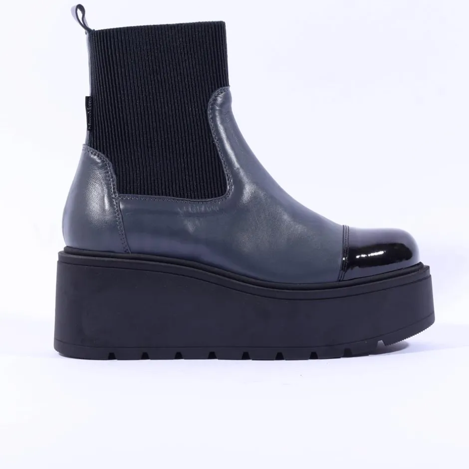 Women Marco Moreo Vale Platform Toe Cap Boot - Blue Grey Leather