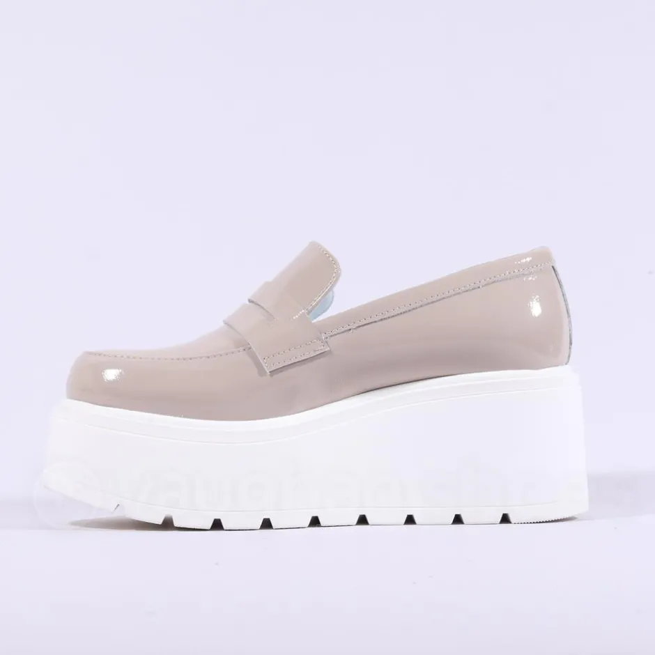 Women Marco Moreo Vale Stud Slip On Wedge - Beige Patent