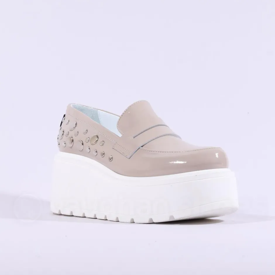 Women Marco Moreo Vale Stud Slip On Wedge - Beige Patent