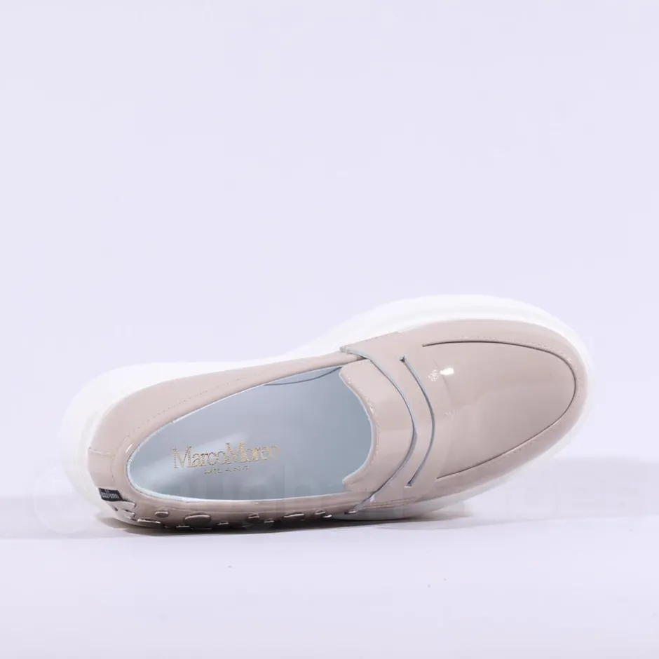 Women Marco Moreo Vale Stud Slip On Wedge - Beige Patent