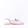 Women Caprice Vanny Flat Slingback Link Shoe - Cream Leather