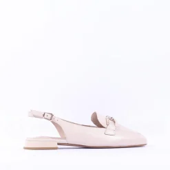 Women Caprice Vanny Flat Slingback Link Shoe - Cream Leather