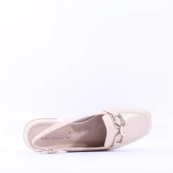 Women Caprice Vanny Flat Slingback Link Shoe - Cream Leather