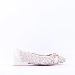 Women Caprice Vanny Low Heel Weave Loafer - Off White Combi