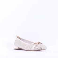 Women Caprice Vanny Low Heel Weave Loafer - Off White Combi