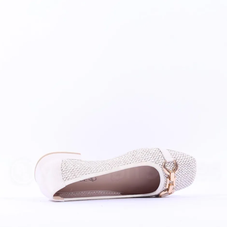 Women Caprice Vanny Low Heel Weave Loafer - Off White Combi