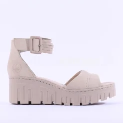 Women Rieker Velcro Ankle Strap Sandal - Beige