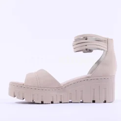 Women Rieker Velcro Ankle Strap Sandal - Beige