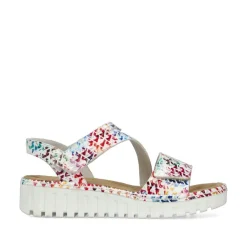 Women Rieker Velcro Cross Strap Wedge Sandal - Mosaic Print