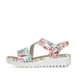 Women Rieker Velcro Cross Strap Wedge Sandal - Mosaic Print