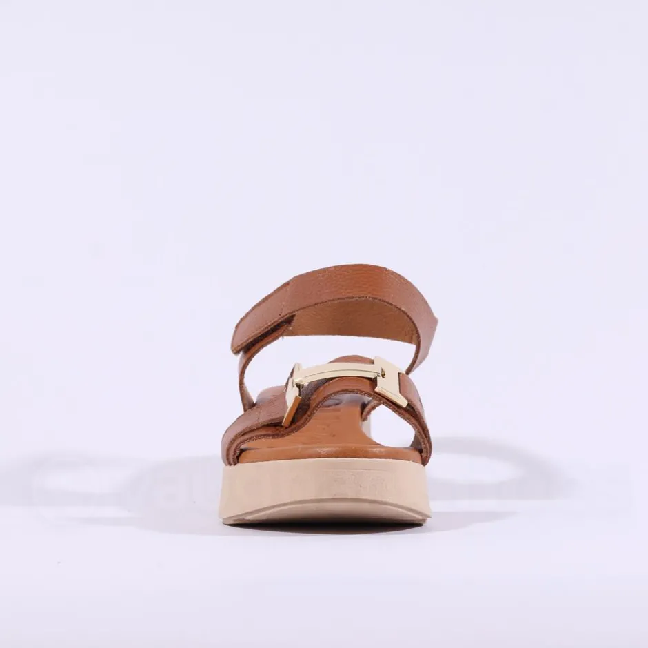 Women Oh My Sandals Velcro Link Wedge - Cognac