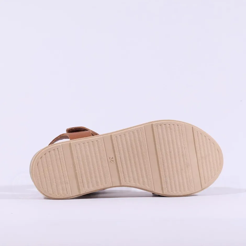 Women Oh My Sandals Velcro Link Wedge - Cognac