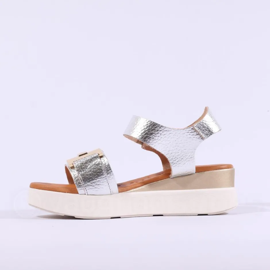 Women Oh My Sandals Velcro Link Wedge - Metallic Combi