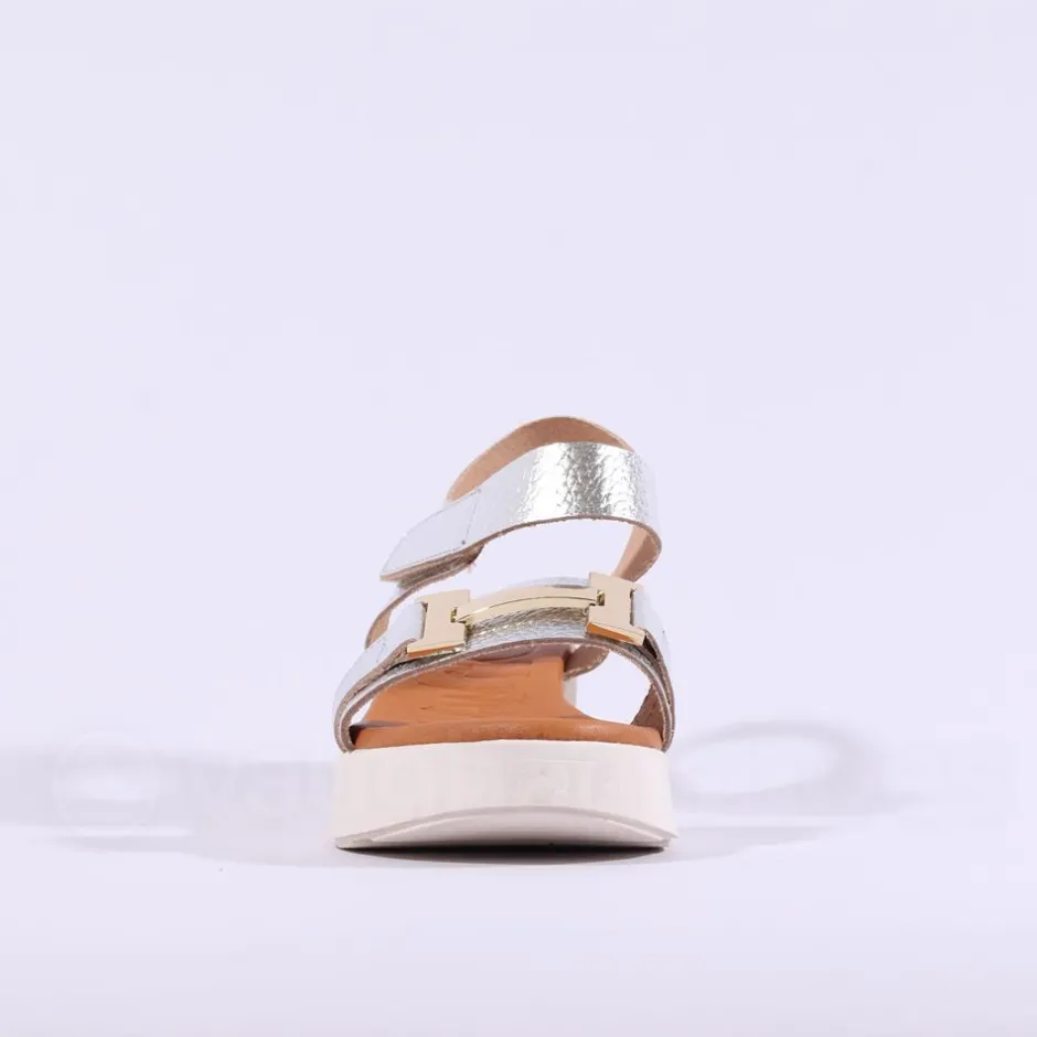 Women Oh My Sandals Velcro Link Wedge - Metallic Combi