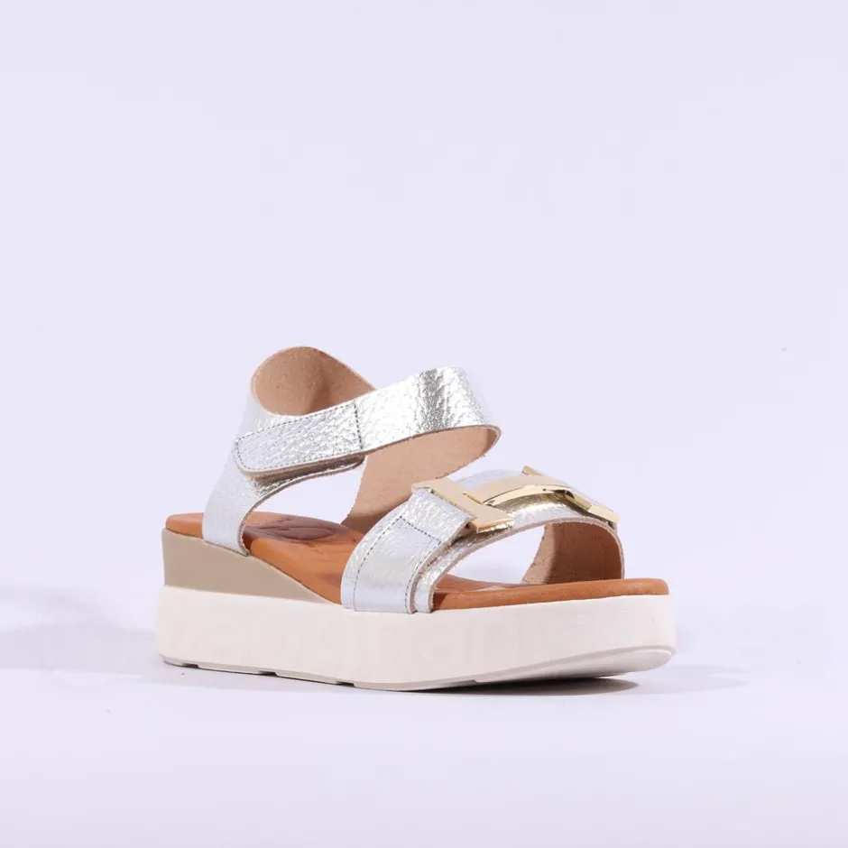 Women Oh My Sandals Velcro Link Wedge - Metallic Combi
