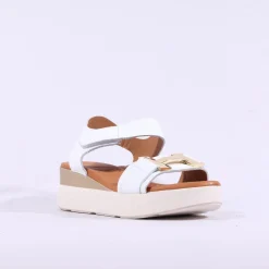 Women Oh My Sandals Velcro Link Wedge - White