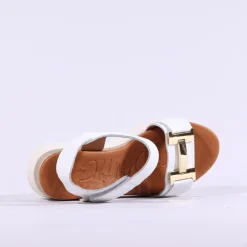 Women Oh My Sandals Velcro Link Wedge - White