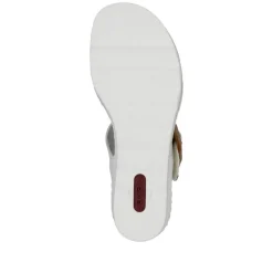 Women Rieker 2 Velcro Strap Wedge Sandal - White Tan