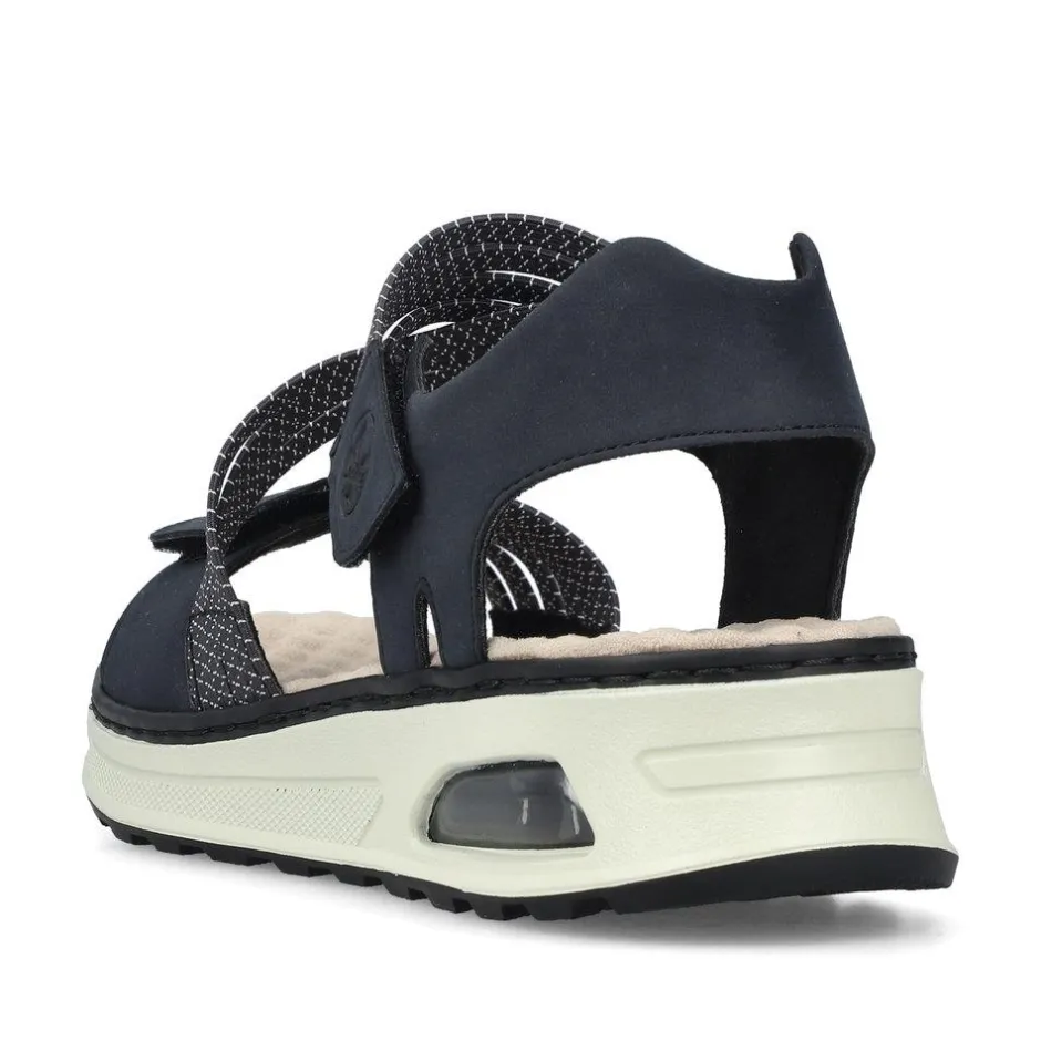 Women Rieker 2 Velcro Strappy Comfort Sandal - Navy