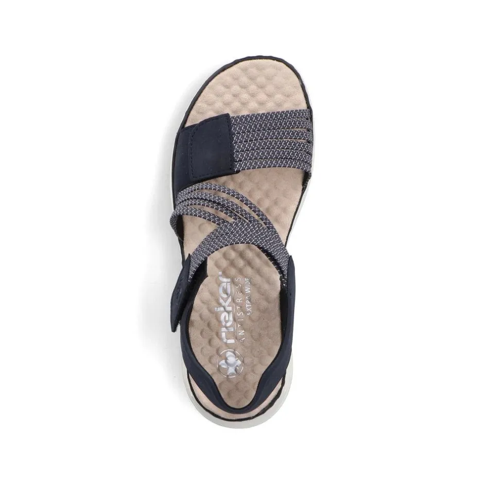 Women Rieker 2 Velcro Strappy Comfort Sandal - Navy