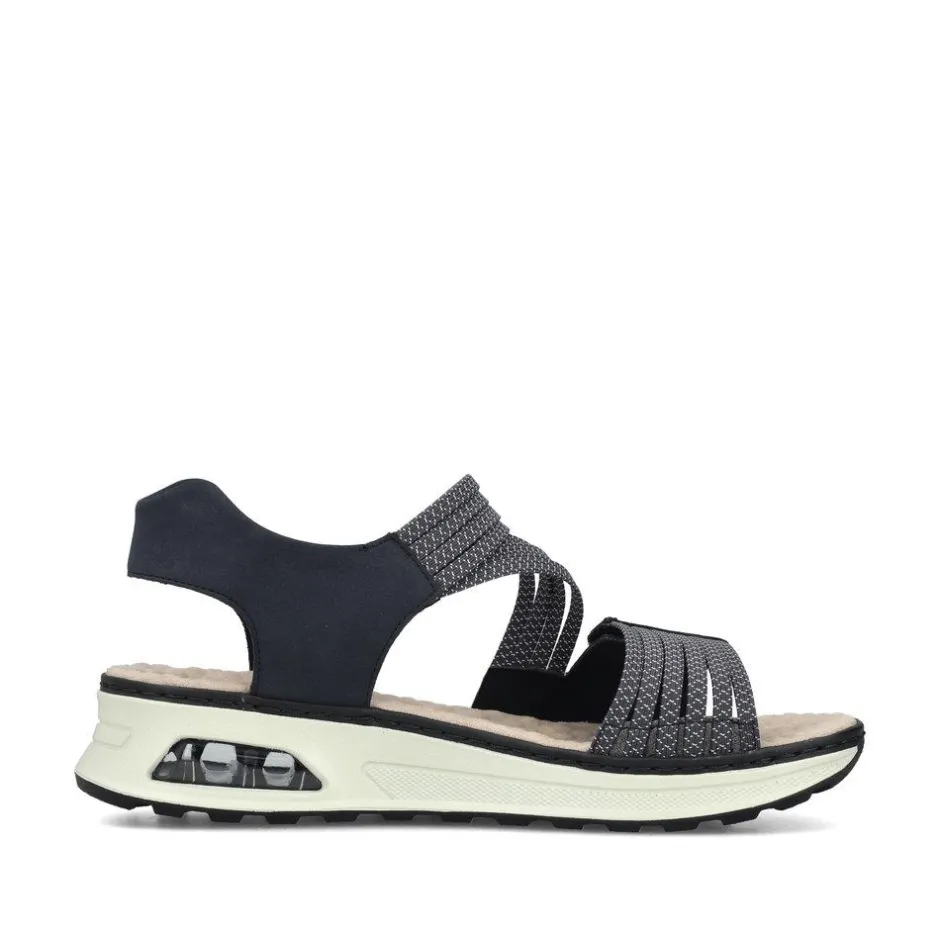 Women Rieker 2 Velcro Strappy Comfort Sandal - Navy