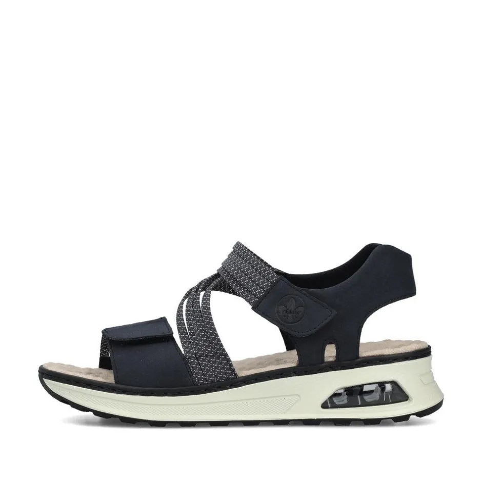 Women Rieker 2 Velcro Strappy Comfort Sandal - Navy