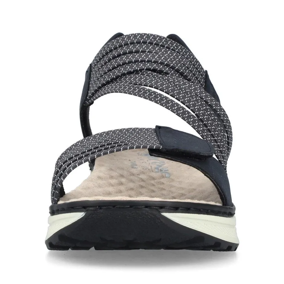 Women Rieker 2 Velcro Strappy Comfort Sandal - Navy