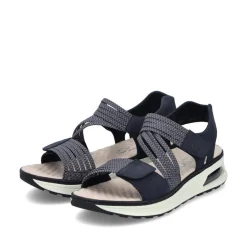 Women Rieker 2 Velcro Strappy Comfort Sandal - Navy