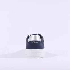 Women S.Oliver Verena Platform Sidezip Trainer - Navy