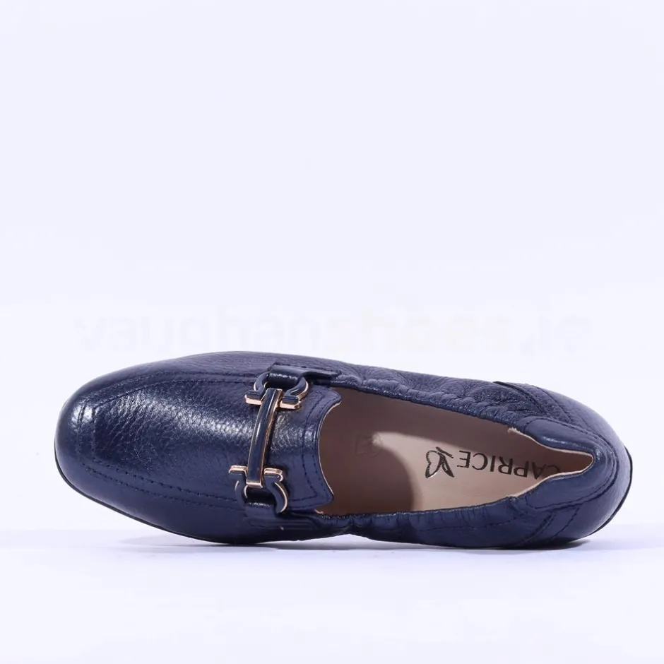 Women Caprice Verena Slip On Deerskin Loafer - Navy Deerskin
