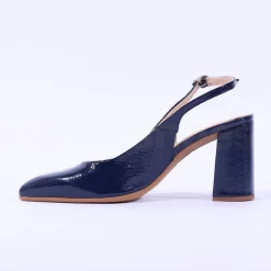 Women Wonders Vilma Slingback Block Heel - Navy Patent