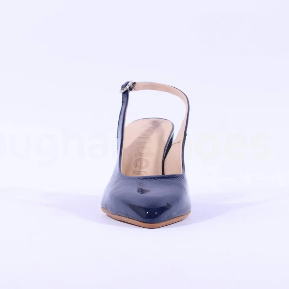 Women Wonders Vilma Slingback Block Heel - Navy Patent