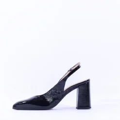 Women Wonders Vilma Slingback Block Heel - Black Patent