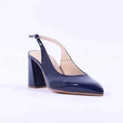 Women Wonders Vilma Slingback Block Heel - Navy Patent